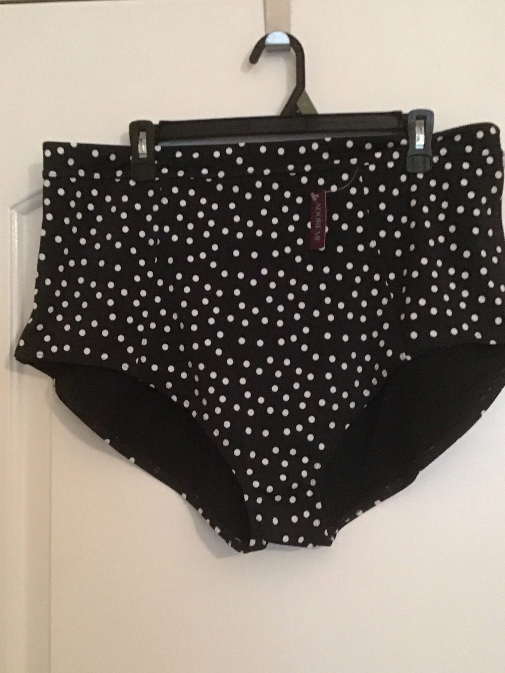 Adore Me Black and White Polka Dot High-Waist Swim Bottoms